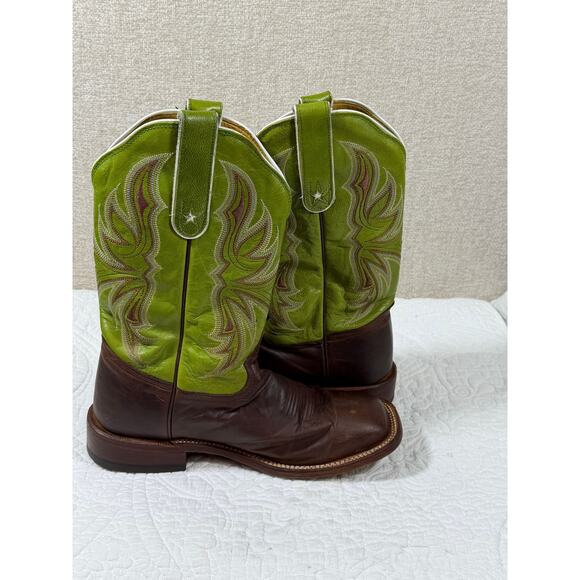 Tony Lama Men’s 8B Green Brown TL3031 Leather Western Cowboy Boots Handmade - Picture 11 of 11